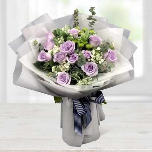 12 Purple Rose Bouquet