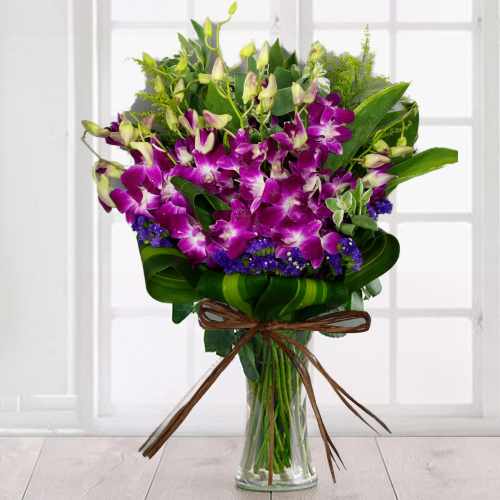 10 Purple Thailand Orchid In Vase