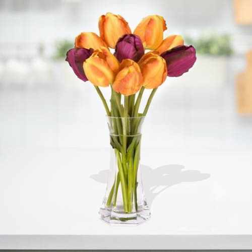 10 Mixed Tulip In Vase