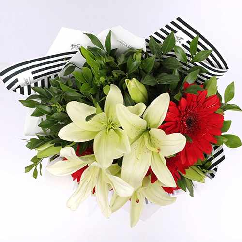 Gerberas And White Lilies Bouquet