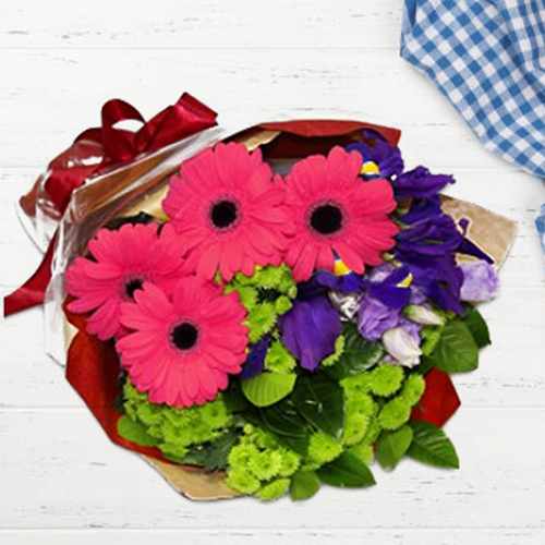 Gerberas Iris And Lisianthus Bouquet