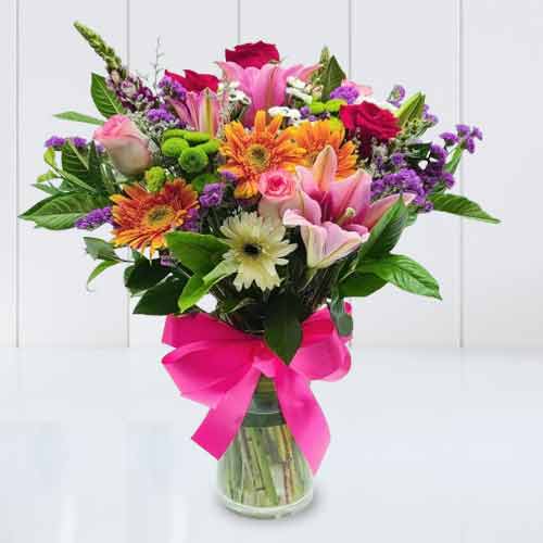 Pink N Orange Gerberas In Vase