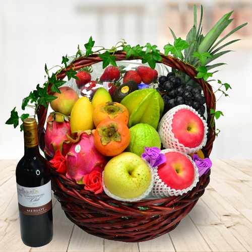 Festive Fruit And  Red Wine Hamper