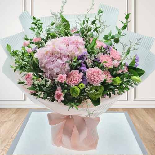 Pink Carnations And Hydrangea Bouquet