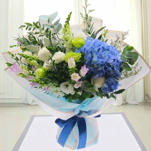 Bouquet Of Aquatic Blue Hydrangea