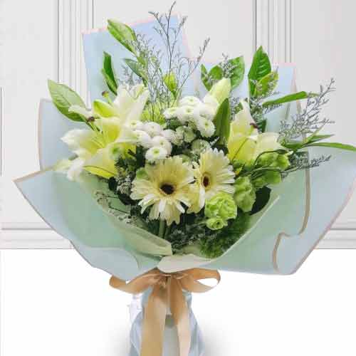 White Lily And Chrysanthemum Bouquet