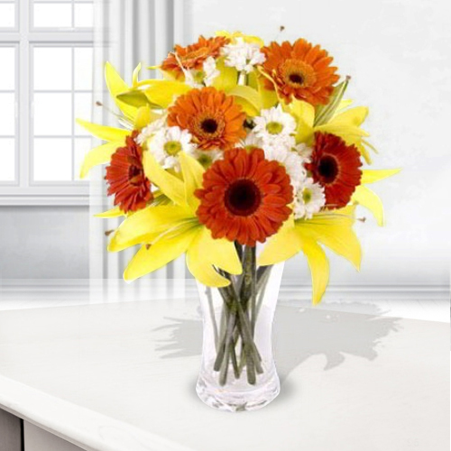 Yellow Lilies And Gerberas Bouquet